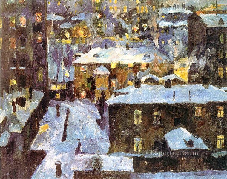 Noche en los estanques del patriarca 1928 Aristarkh Vasilevich Lentulov cubismo abstracto Pintura al óleo